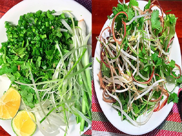 rau sống ăn bún bò