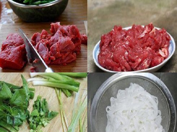 trụng thịt bò và bánh phở